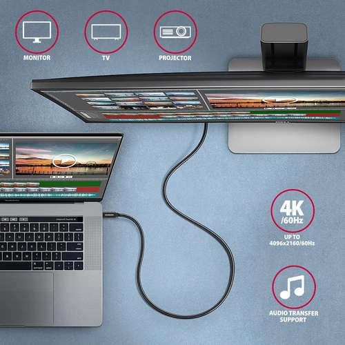 Axagon BUCM32-CM10AB USB-C 3.2 Gen 2 - USB-C 1 m fekete kábel