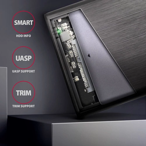 Axagon EE25-A6C USB 3.2 fekete csavar nélküli külső alumínium 2,5