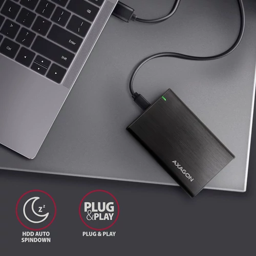 Axagon EE25-A6C USB 3.2 fekete csavar nélküli külső alumínium 2,5