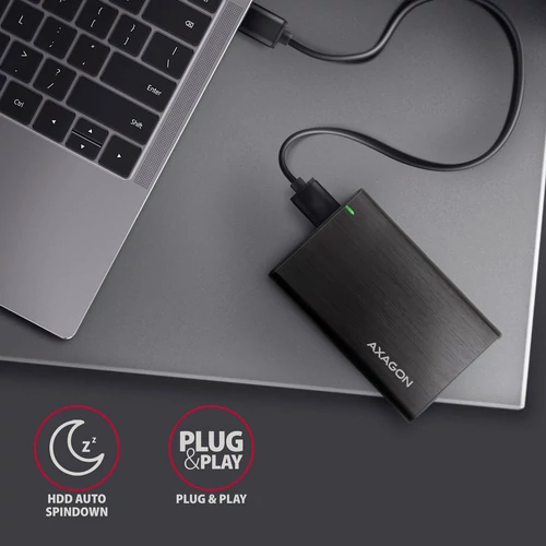 Axagon EE25-A6M USB 3.2 fekete csavar nélküli külső alumínium 2,5