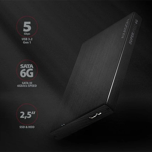 Axagon EE25-XA6 USB 3.0 fekete külső alumínium HDD/SSD ház