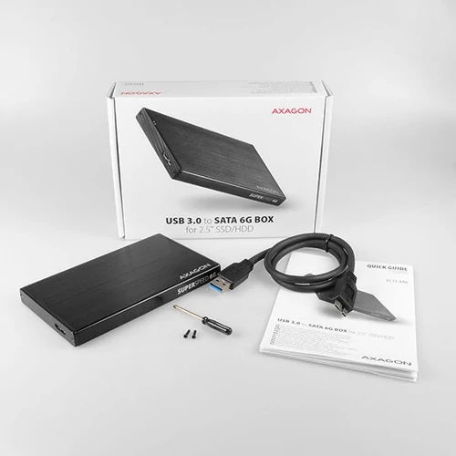 Axagon EE25-XA6 USB 3.0 fekete külső alumínium HDD/SSD ház