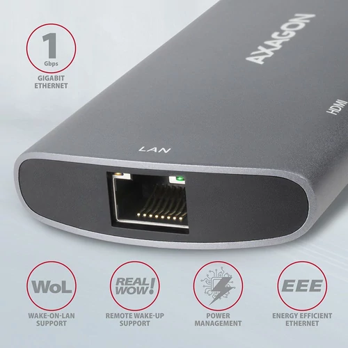 Axagon HMC-6M2 SUPERSPEED USB-C COMBO ezüstfekete 6IN1 HUB