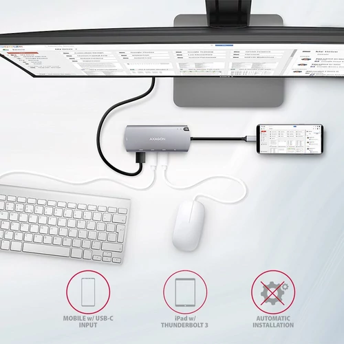 Axagon HMC-6M2 SUPERSPEED USB-C COMBO ezüstfekete 6IN1 HUB