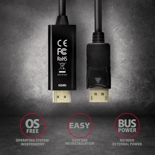 Axagon RVD-HI14C2 Displayport - HDMI 1.4 kábel