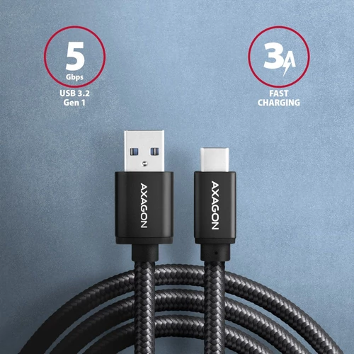 Axagon BUCM3-AM10AB USB-C 3.2 Gen 1 - USB-A 1 m fekete kábel