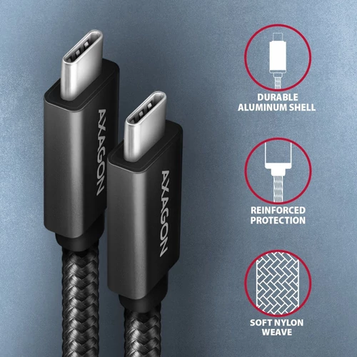 Axagon BUCM32-CM20AB USB-C 3.2 Gen 2 - USB-C 2 m fekete kábel