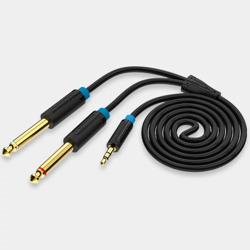 KÁBEL 3.5mm jack/M -> 2*6.5mm jack/M, 3m, (TRS), Vention