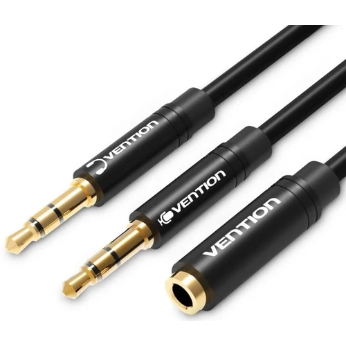 KÁBEL 2*3.5mm jack/M -> 3.5mm jack/F, 0,3m, (ABS), Vention