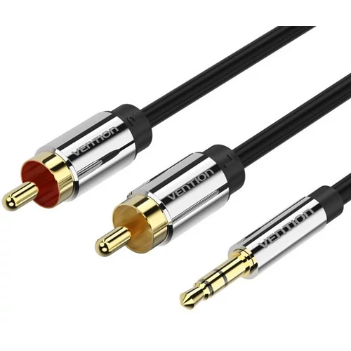 KÁBEL 3.5mm jack/M -> 2*RCA/M, 2m, (audio), Vention
