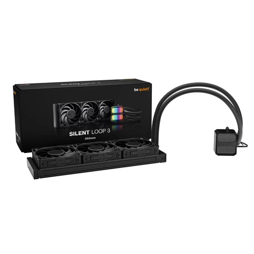 Be Quiet! CPU Water Cooler - SILENT LOOP 3 360mm Black (3x120mm, csatlakozó: 3pin, cső hossza: 400mm, fekete)