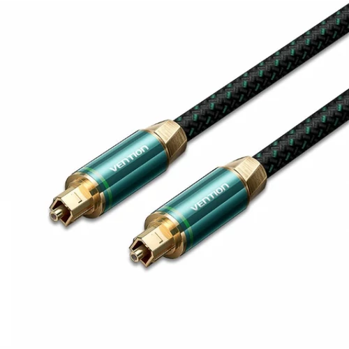 KÁBEL Toslink optikai, 2m, (audio,réz, szövet, zöld),Vention