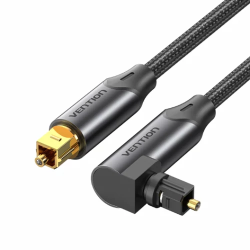 KÁBEL Toslink optikai, 5m, (90 fokos, alu,fekete), Vention