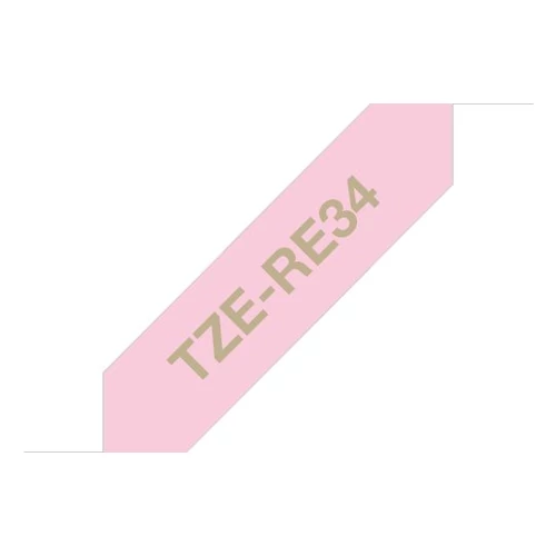 Brother TZE-RE34 selyem szövet P-touch szalag (12mm) Pink on Gold - 4m