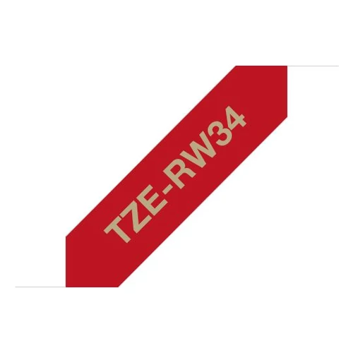 Brother TZE-RW34 selyem szövet P-touch szalag (12mm) Red on Gold - 4m