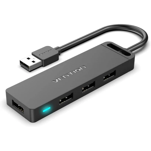 HUB USB-A  2.0, 0,5m (táppal, 4-Portos, fekete) , Vention