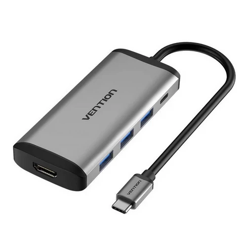 KONVERTER USB-C -> HDMI/3*USB3.0/RJ45/PD, 0,15m,  Vention