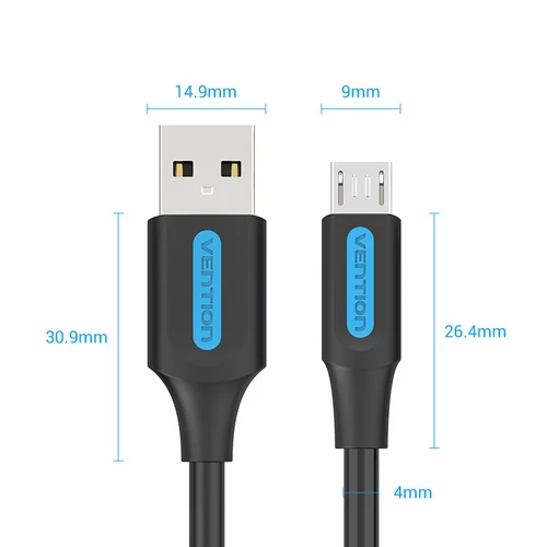 KÁBEL USB-A 2.0/M ->  Micro B/M, 0,25m, Vention