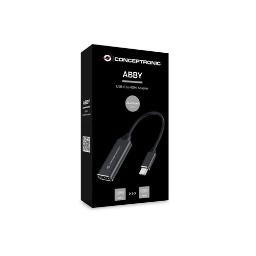 Conceptronic átalakító - ABBY03B (USB-C 3.2 to HDMI, 4K/60Hz, aluminium, fekete)