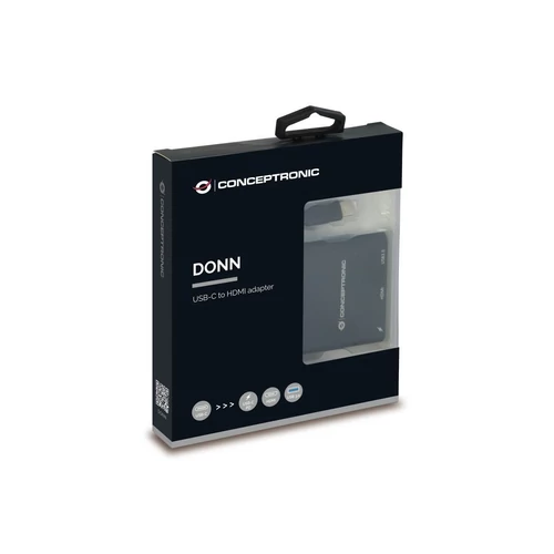 Conceptronic Notebook Dokkoló - DONN01B (Bemenet: USB-C, Kimenet: HDMI+USB-C PD:60W+USB-A 3.0, fekete)