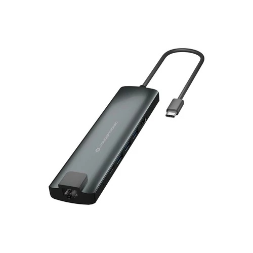 Conceptronic Notebook Dokkoló - DONN06G (Bemenet: USB-C, Kimenet: HDMI+USB-C PD:60W+USB-A+SD/TF+RJ-45, fekete)