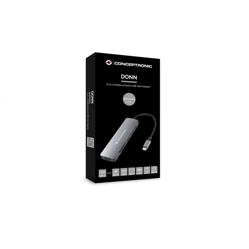 Conceptronic Notebook Dokkoló - DONN11G (Bemenet: USB-C, Kimenet: HDMI+USB-C PD:60W+USB-A 3.0+2.0, ezüst)