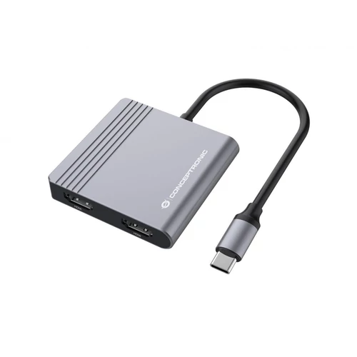 Conceptronic Notebook Dokkoló - DONN11G (Bemenet: USB-C, Kimenet: 2xHDMI+USB-C PD:100W+USB-A, ezüst)