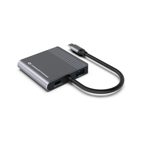 Conceptronic Notebook Dokkoló - DONN11G (Bemenet: USB-C, Kimenet: 2xHDMI+USB-C PD:100W+USB-A, ezüst)