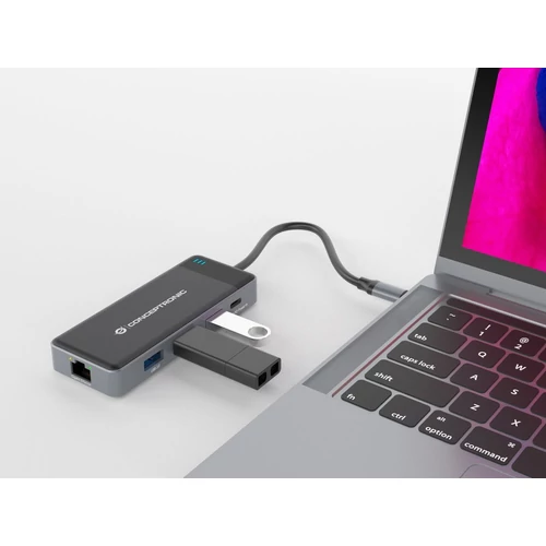 Conceptronic Notebook Dokkoló - DONN14G (Bemenet: USB-C, Kimenet: 2xHDMI+USB-C PD:100W+3xUSB-A+RJ-45, fekete)