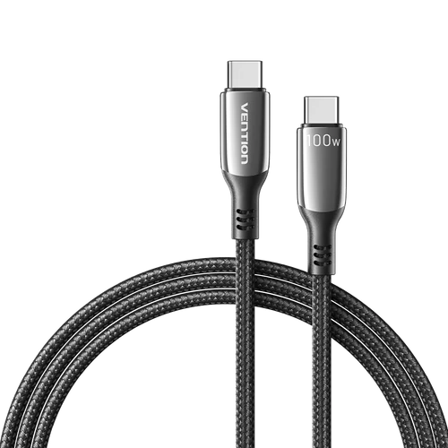 KÁBEL USB-C/M -> USB-C/M, 2m, (5A,fekete), Vention