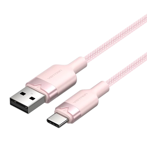 KÁBEL USB-A 2.0/M -> USB-C/M, 1m,(pink,3A), Vention