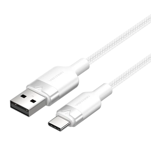KÁBEL USB-A 2.0/M -> USB-C/M, 1m,(fehér,3A), Vention