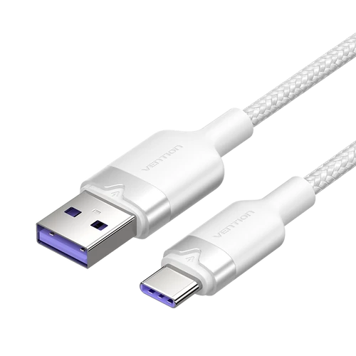 KÁBEL USB-A 2.0/M -> USB-C/M, 2m,(fehér,6A), Vention