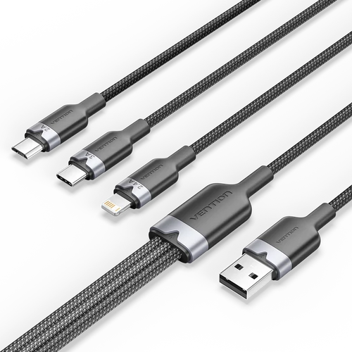KÁBEL USB-A 2.0/M -> USB-C/Light/M.B, 1,5m,(Bk,3A), Vention