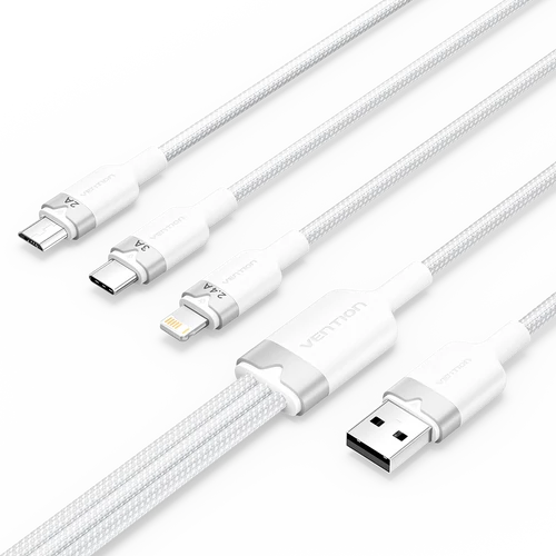 KÁBEL USB-A 2.0/M -> USB-C/Light/M.B, 1,5m,(wh,3A), Vention