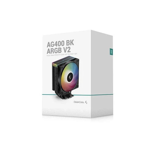 DeepCool CPU Cooler - AG400 BK ARGB V2 (31,6 dB; max, 128,93 m3/h; 4pin csatlakozó, 4 db heatpipe, 12cm, PWM)