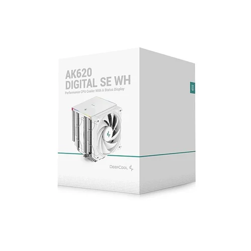 DeepCool CPU Cooler - AK620 DIGITAL SE WH (28 dB; max, 117,21 m3/h; 4pin csatlakozó, 6 db heatpipe, 2x12cm, PWM, RGB)