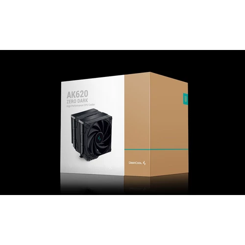 DeepCool CPU Cooler - AK620 ZERO DARK (28 dB; max, 117,21 m3/h; 4pin csatlakozó, 6 db heatpipe, 2x12cm, PWM)