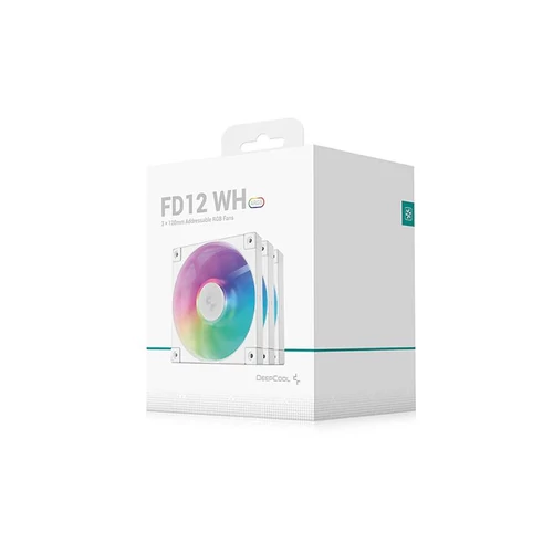 DeepCool Cooler 12cm - FD12 ARGB WH( (3in1) (27,6dB; max. 109,07 m3/h; 3pin csat; hydro bearing, ház hűtésre, PWM, fehé)