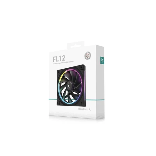 DeepCool Cooler 12cm - FL12 (32dB; max.93,44 m3/h; 12cm, 3pin csatlakozó; hydro bearing, ház hűtésre, RGB, PWM)