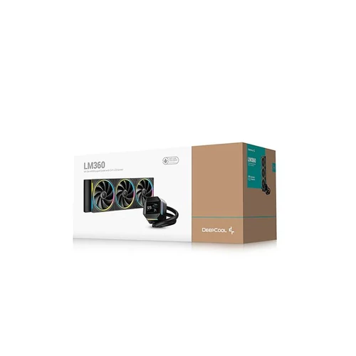DeepCool CPU Water Cooler - LM360 (max 36,07dB; max. 122,52 m3/h; 3x12cm, LED kijelző, fekete)