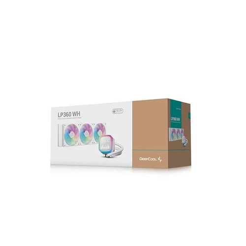 DeepCool CPU Water Cooler - LP360 WH (max 21dB; max. 122,39 m3/h; 3x12cm, LED kijelző, fehér)