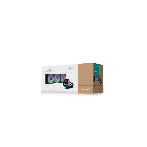DeepCool CPU Water Cooler - LP360 (max 21dB; max. 122,39 m3/h; 3x12cm, LED kijelző, fekete)