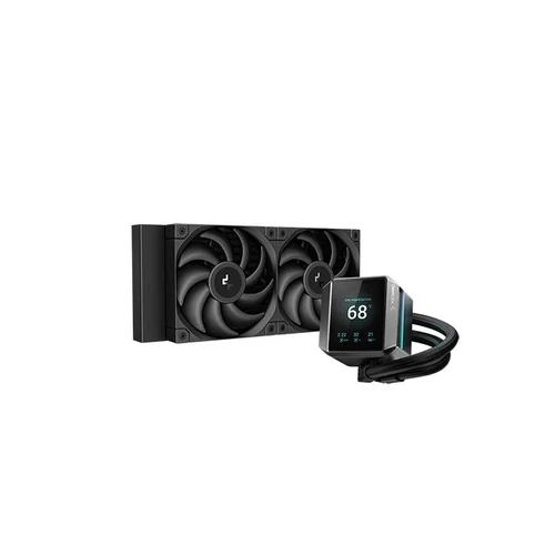 DeepCool CPU Water Cooler - MYSTIQUE 240 (max 21dB; max. 123,09 m3/h; 2x12cm, LED kijelző, fekete)