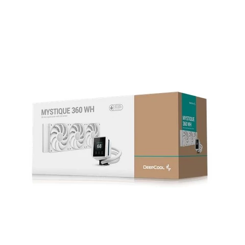 DeepCool CPU Water Cooler - MYSTIQUE 360 WH (max 21dB; max. 123,09 m3/h; 3x12cm, LED kijelző, fehér)