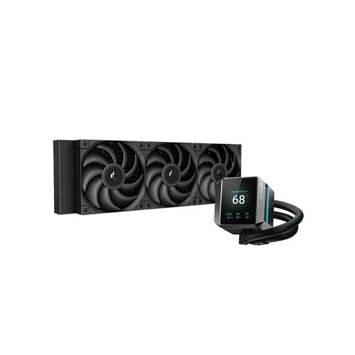 DeepCool CPU Water Cooler - MYSTIQUE 360 (max 21dB; max. 123,09 m3/h; 3x12cm, LED kijelző, fekete)