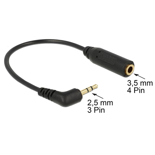 DeLock Audio Cable Stereo jack 2,5mm 3 pin male angled > Stereo jack 3,5mm 4 pin female