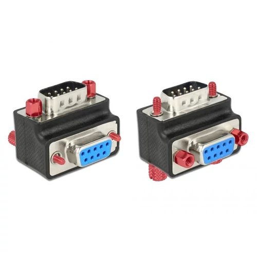 DeLock D-Sub 9 pin male > female 90° angled Nut and Screw changeable Adapter