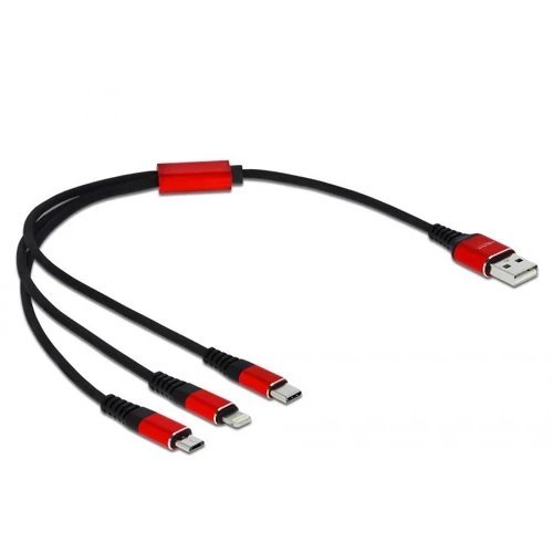 DeLock USB Charging Cable 3 in 1 for Lightning / microUSB / USB Type-C 30cm