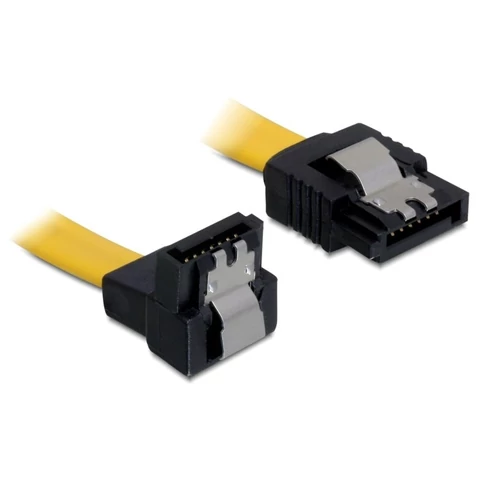 Delock 82482 SATA sárga lefele / egyenes csatl. (fémlappal) 70 cm összekötő kábel